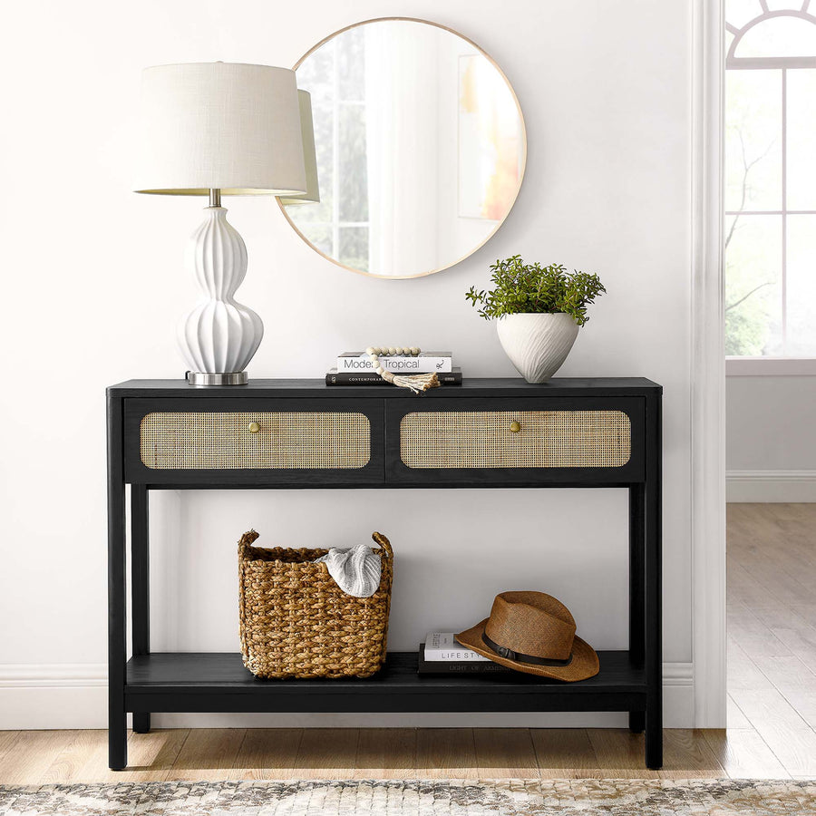 Cyrus Wood Entryway Console Table in Black