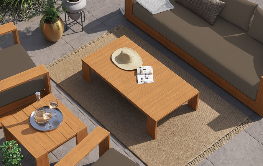 Tahoe 5-Piece Outdoor Patio Acacia Wood Furniture Set in Natural Cocoa