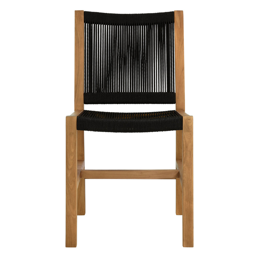 Nova 5-Piece Outdoor Patio Teak and Rope Dining Set with Armless Chairs in Natural Black