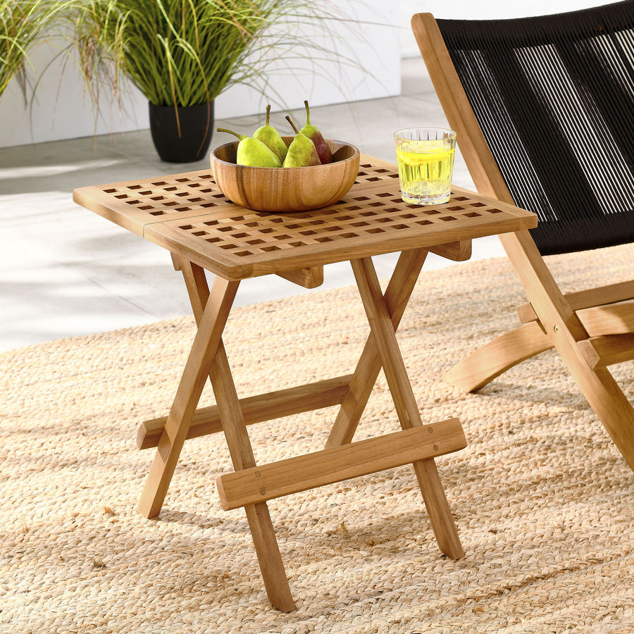 Nova Outdoor Patio Teak Wood Side Table in Natural