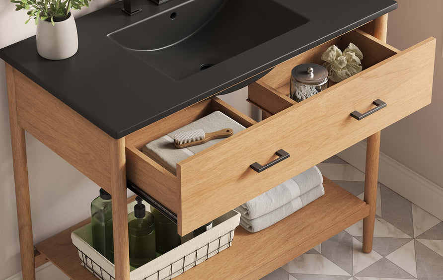 Quill 36" Bathroom Vanity in Natural Black