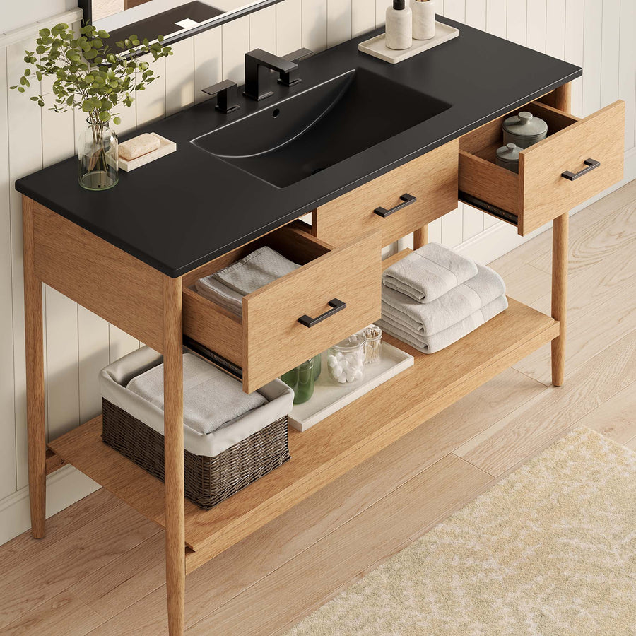 Quill 48" Single Sink Bathroom Vanity in Natural Black