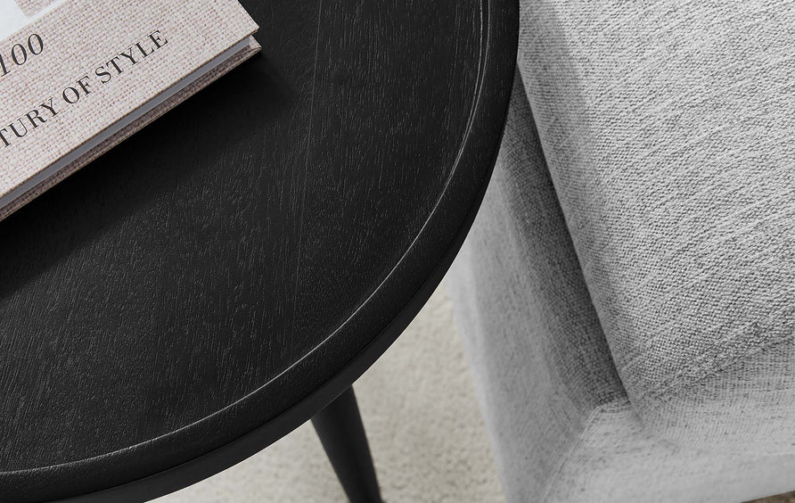Seren Round Wood Side Table in Black