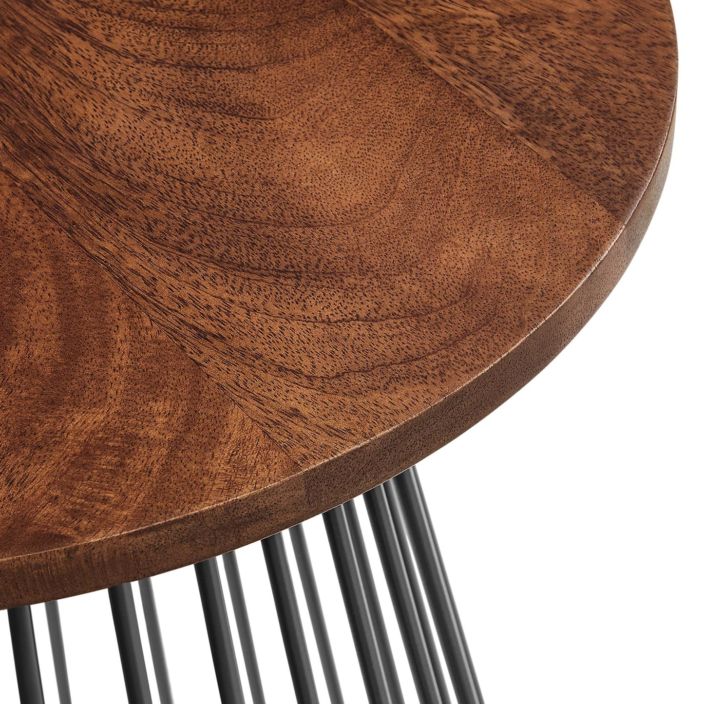 Malmo Round Wood and Metal Side Table in Walnut