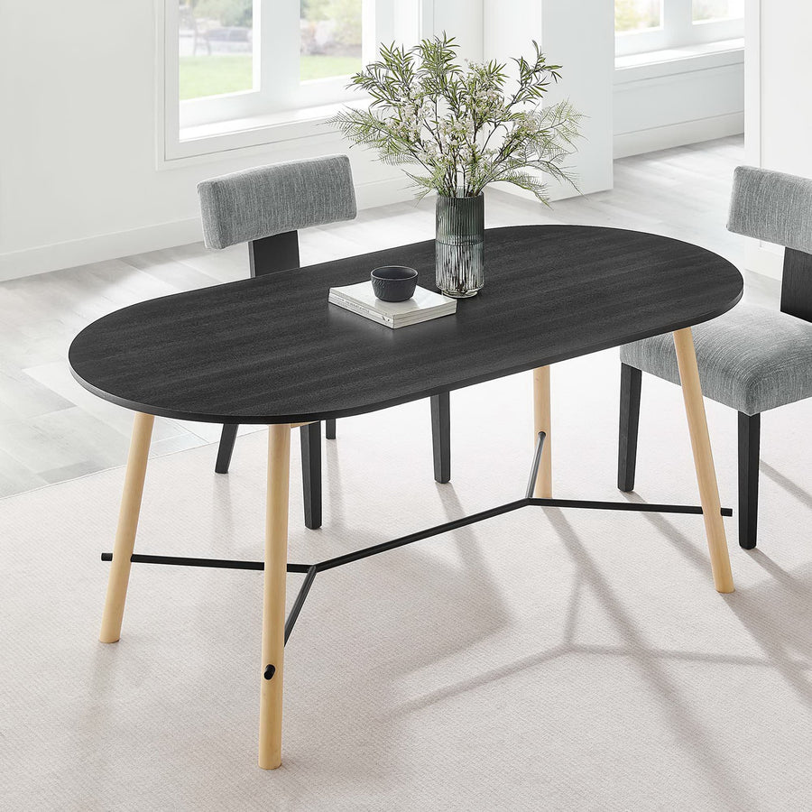 Kingcup 71" Wood Grain Dining Table in Black Oak