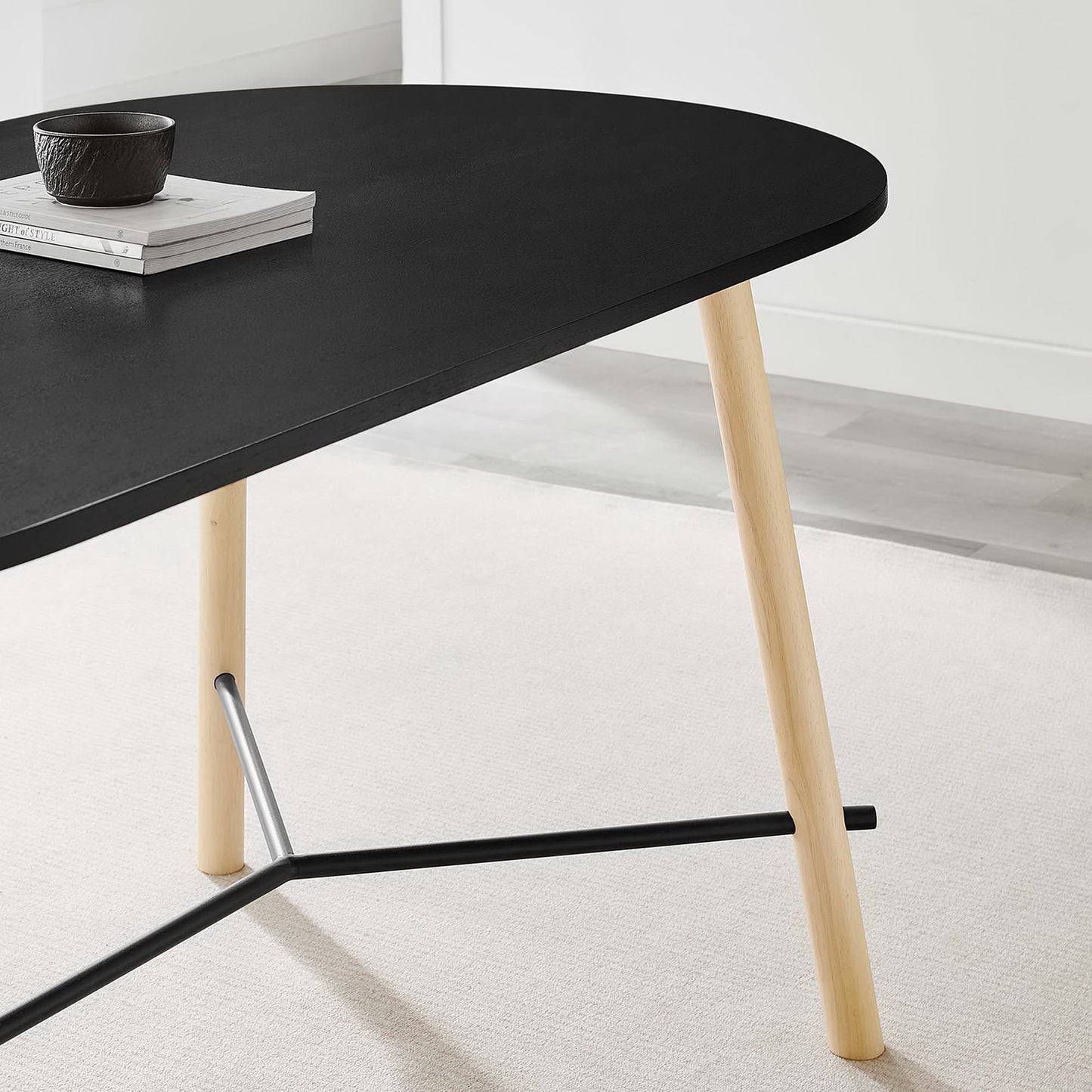 Kingcup 71" Wood Grain Dining Table in Black Oak