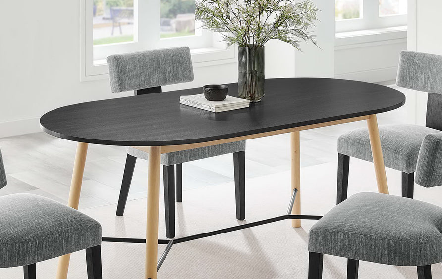 Kingcup 71" Wood Grain Dining Table in Black Oak