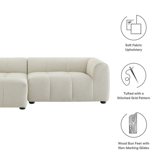 Liana Left-Facing Upholstered Fabric Modular Sofa with Chaise by Furniture for America