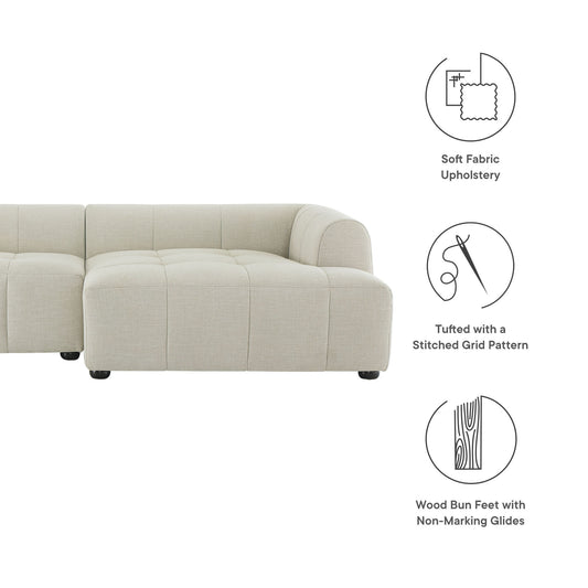 Liana Right-Facing Upholstered Fabric Modular Sofa with Chaise by Furniture for America