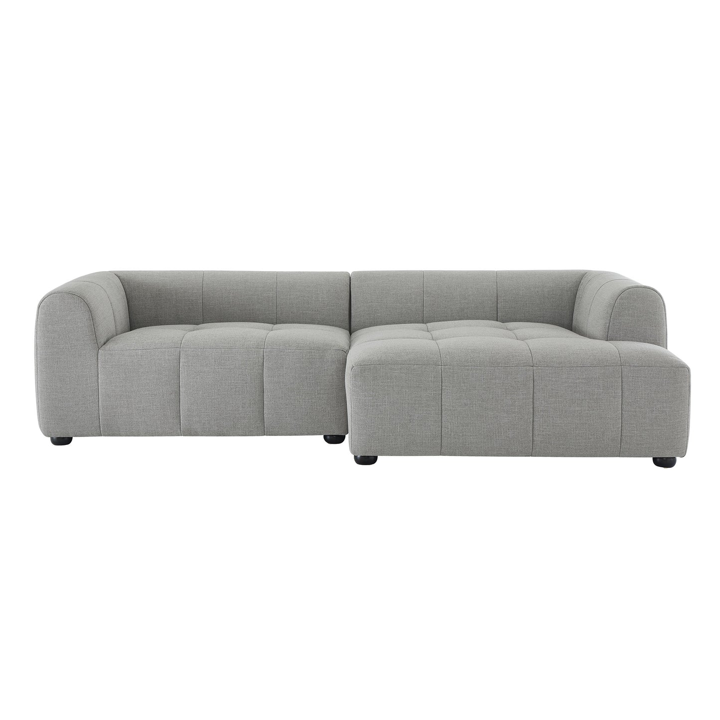 Anvil Right-Facing Upholstered Fabric Modular Sofa with Chaise in Pewter