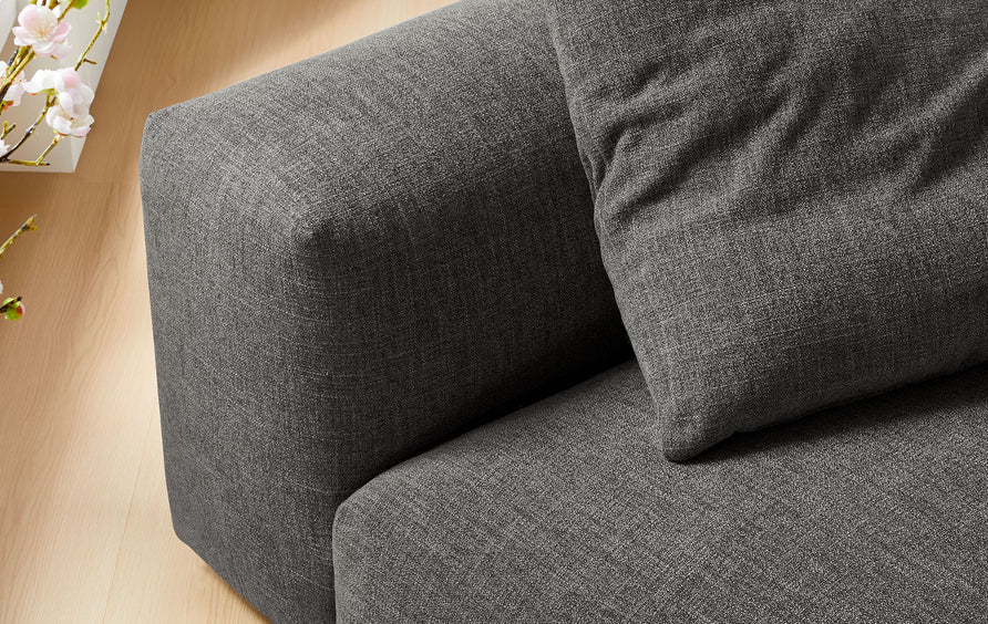 Reed Modular Upholstered Fabric Armless Chair in Charcoal