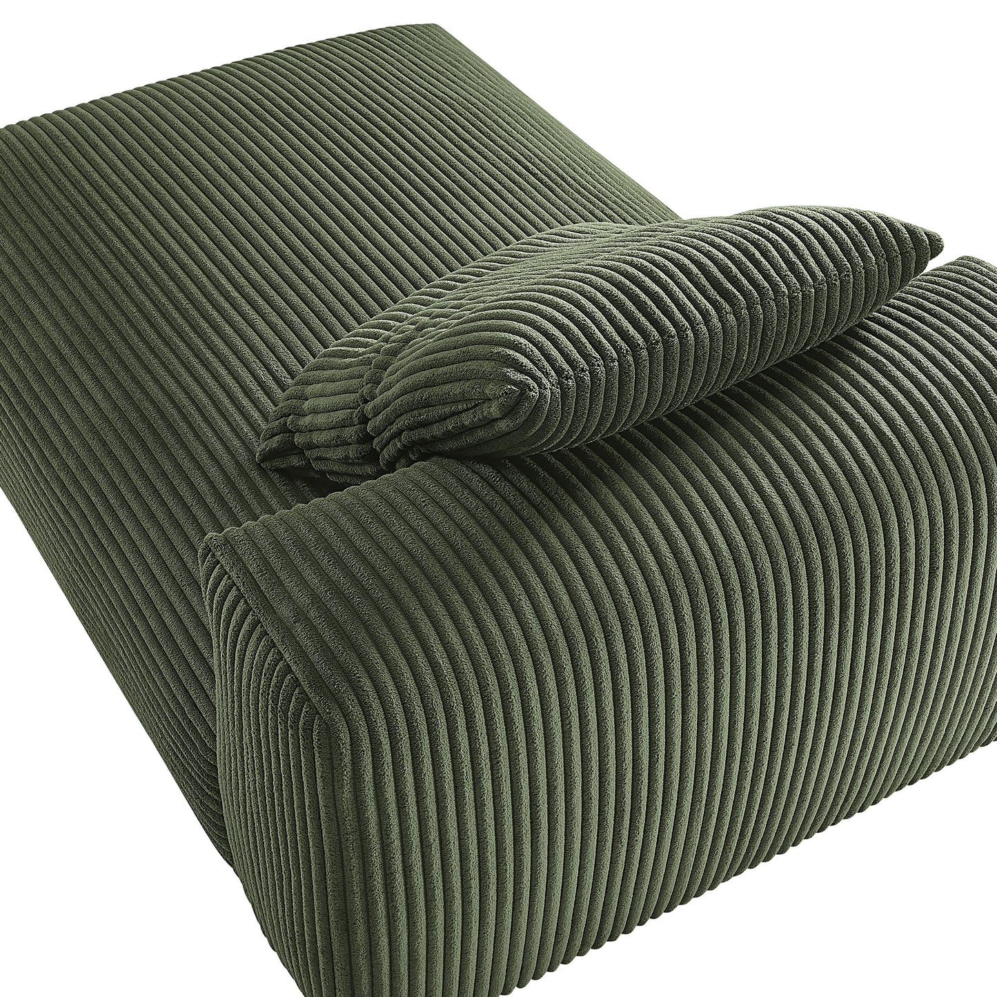Reed Modular Corduroy Upholstered Armless Chaise Lounge in Fern