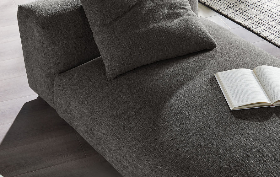 Reed Modular Upholstered Fabric Armless Chaise Lounge in Charcoal