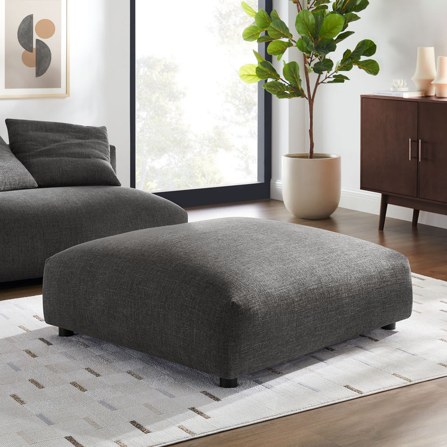 Reed Modular Upholstered Fabric Ottoman in Charcoal