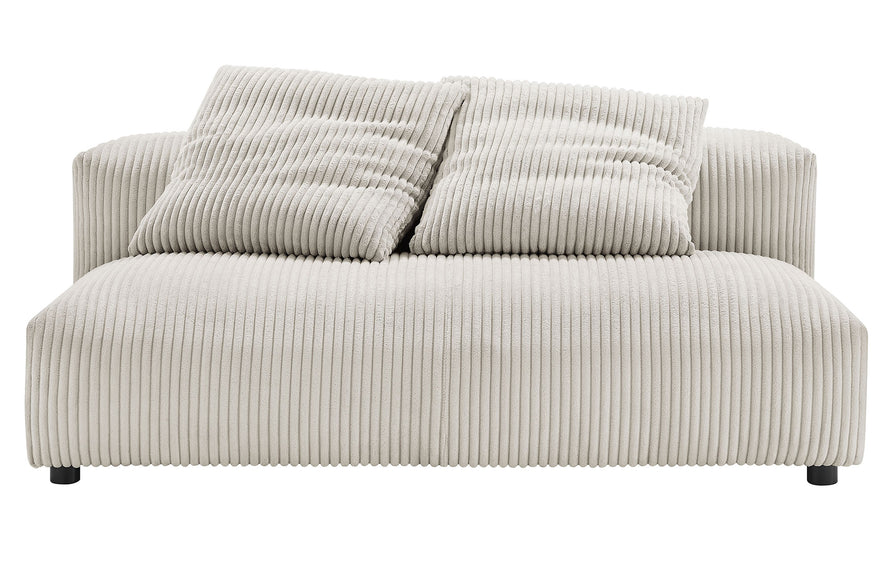 Reed 2-Piece Modular Corduroy Upholstered Sectional Sofa With Chaise in Almond