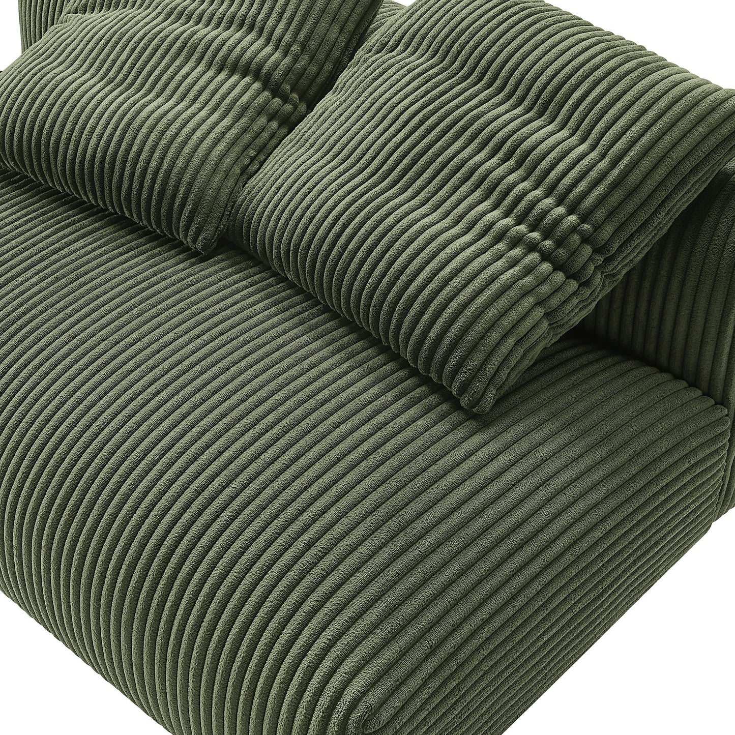 Reed Modular Corduroy Upholstered Armless Loveseat in Fern