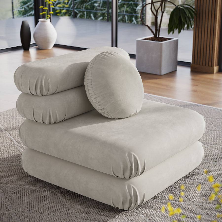 Beckett Modular Performance Velvet Armless Chair in Almond