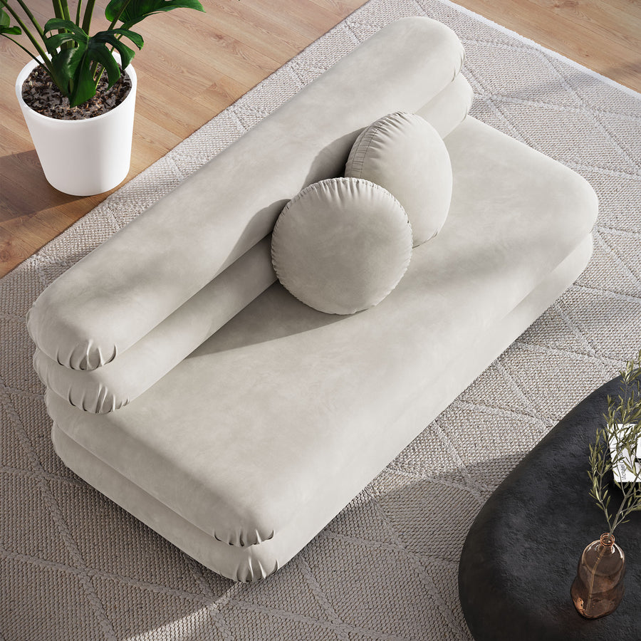 Beckett Modular Performance Velvet Armless Loveseat in Almond