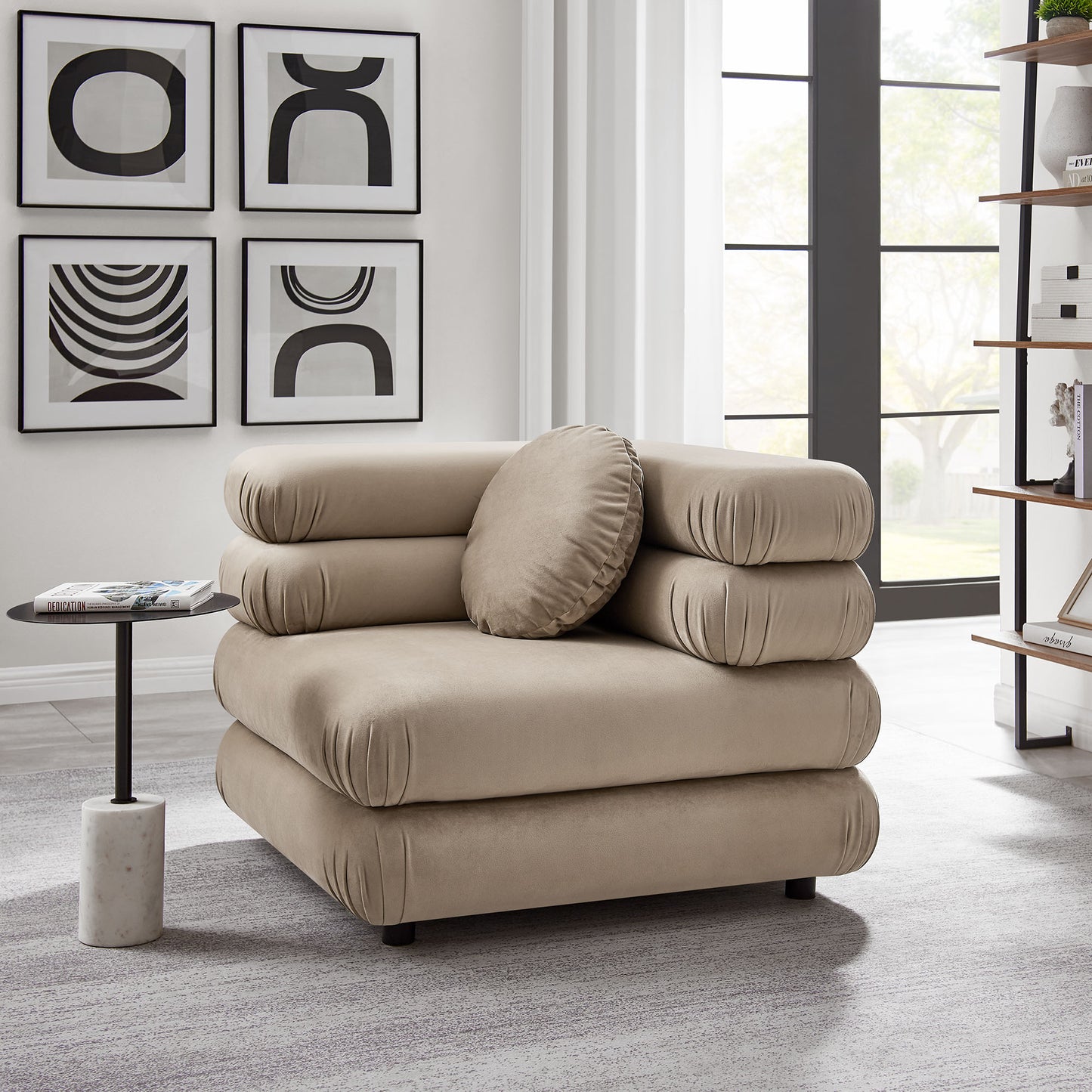 Beckett Modular Performance Velvet Corner Chair in Taupe