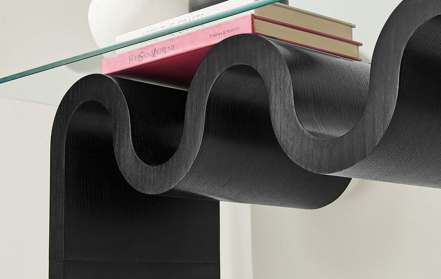 Agave Glass Top 50" Console Table in Black