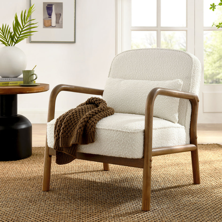 Rhiannon Boucle Upholstered Armchair in Ivory