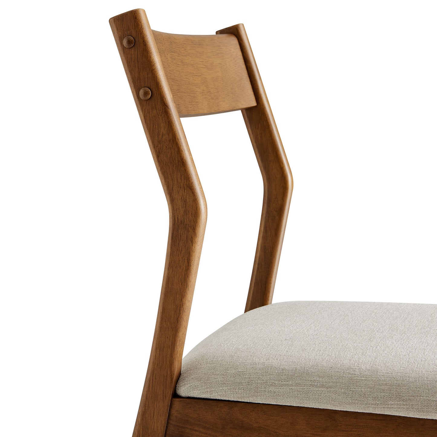 Marble Fabric Wood Dining Side Chairs Set of 2 in Walnut Heathered Weave Beige