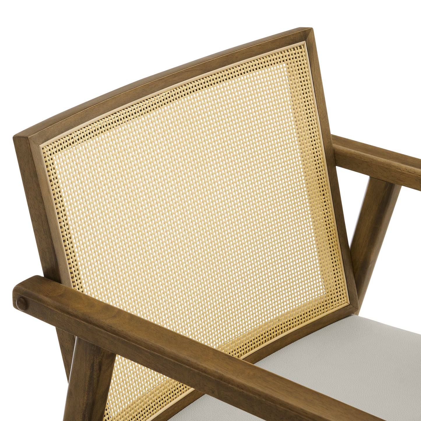 Verdejo Vegan Leather and Cane Accent Armchairs Set of 2 in Weathered Oak Stone