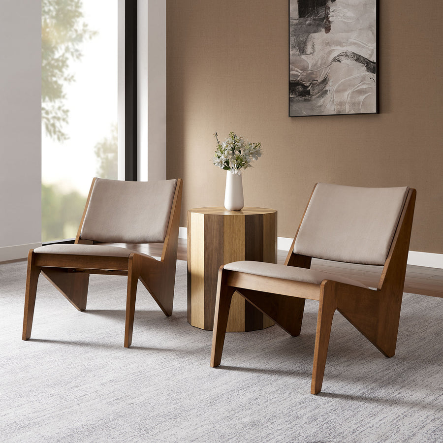 Ardmore Vegan Leather Accent Chairs Set of 2 in Walnut Brown
