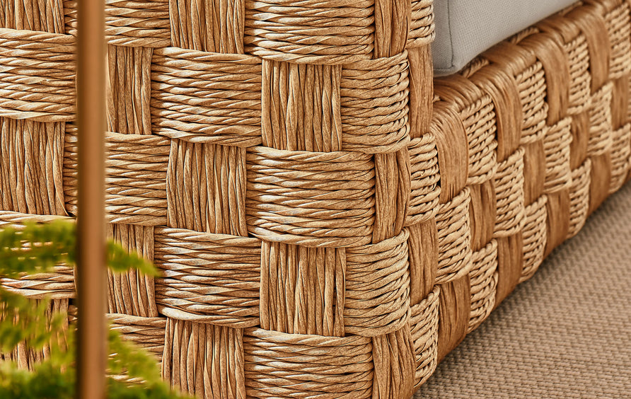 Terra Outdoor Patio Wicker Outdoor Patio Rattan Loveseat in Natural Light Gray
