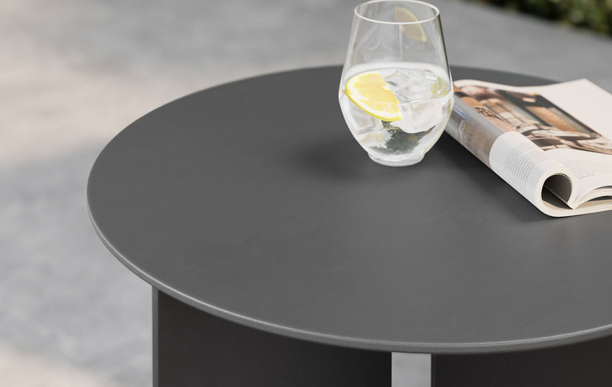 Ribe Outdoor Patio Aluminum Side Table in Charcoal