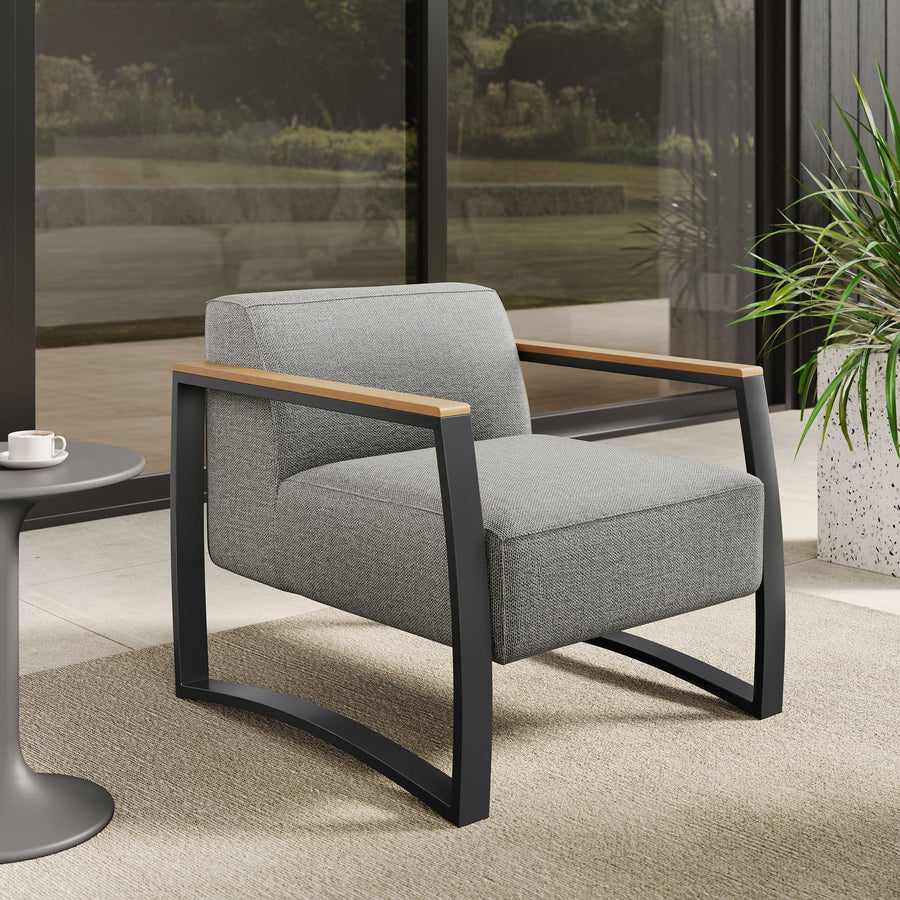 Leenane Outdoor Patio Aluminum and Fabric Armchair in Charcoal Light Gray