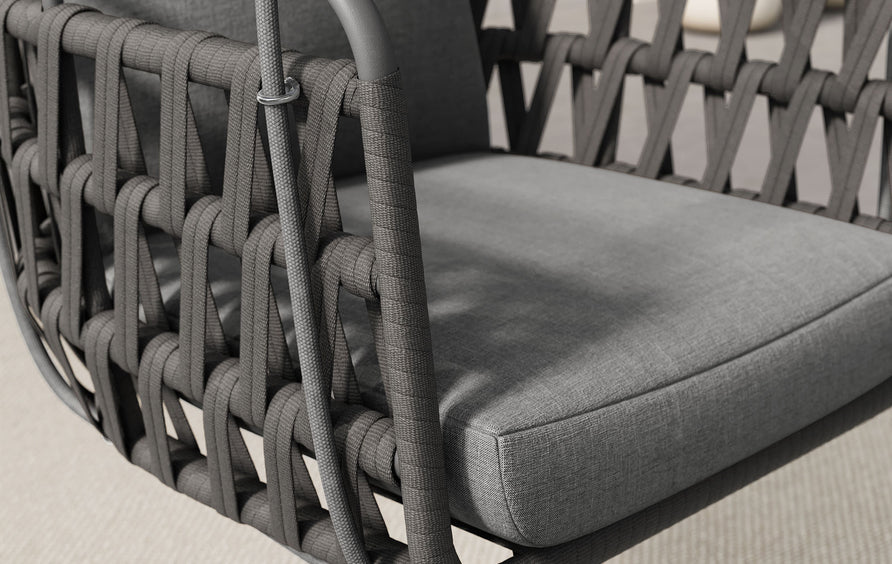 Ubeda Outdoor Patio Aluminum Swing Chair in Charcoal Charcoal