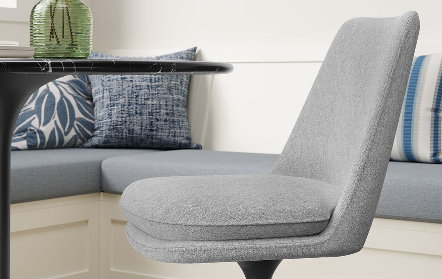 Lumen Swivel Dining Upholstered Side Chair in Black Light Gray