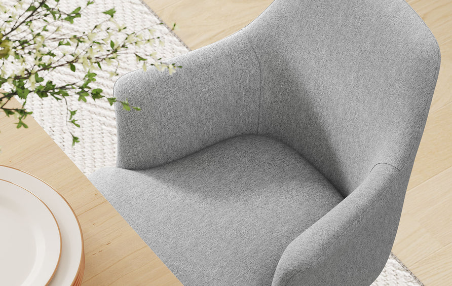 Lumen Swivel Dining Upholstered Armchair in Black Light Gray