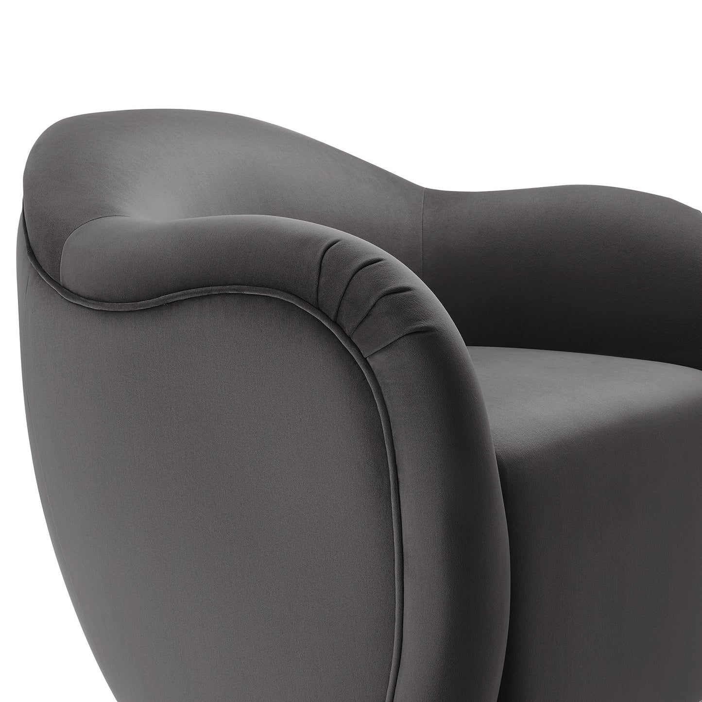 Linus Performance Velvet Swivel Armchair in Storm Gray