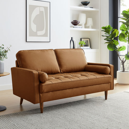 Valour Tufted Vegan Leather Loveseat by Furniture for America