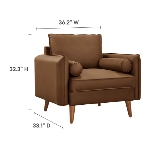 Revive Upholstered Vegan Leather Accent Armchair by Furniture For America