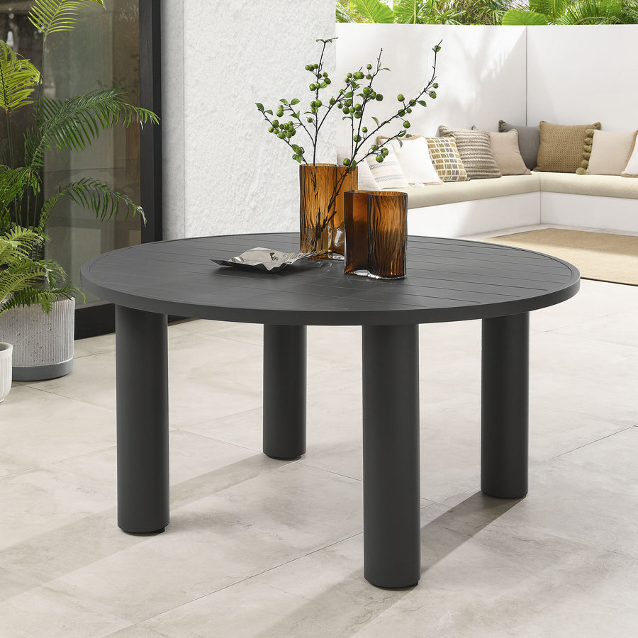 Atelier Outdoor Patio 60" Round Aluminum Dining Table in Graphite