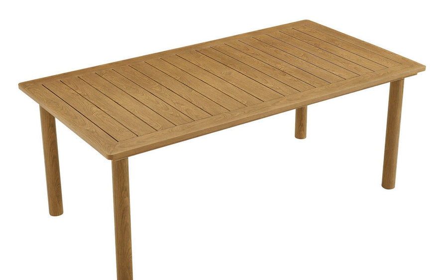 Loft 7-Piece Rectangular Outdoor Patio Rattan and Aluminum Dining Table and Chairs Set in Natural