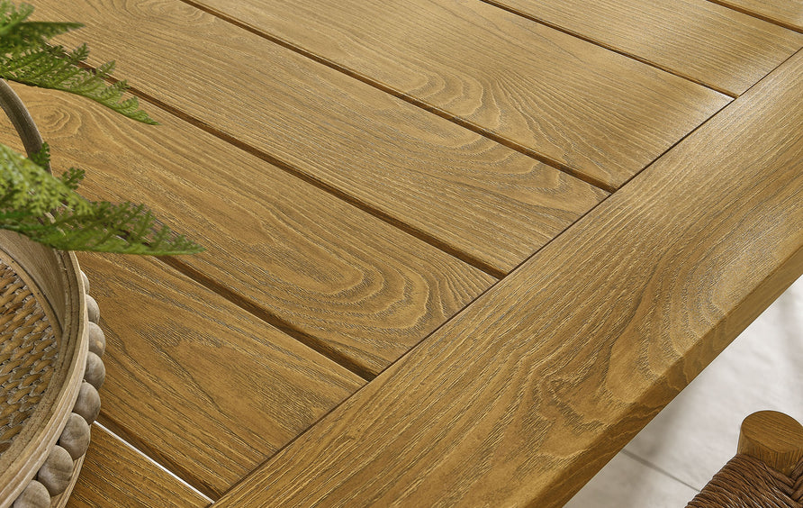 Loft 76" Outdoor Patio Aluminum Dining Table in Natural