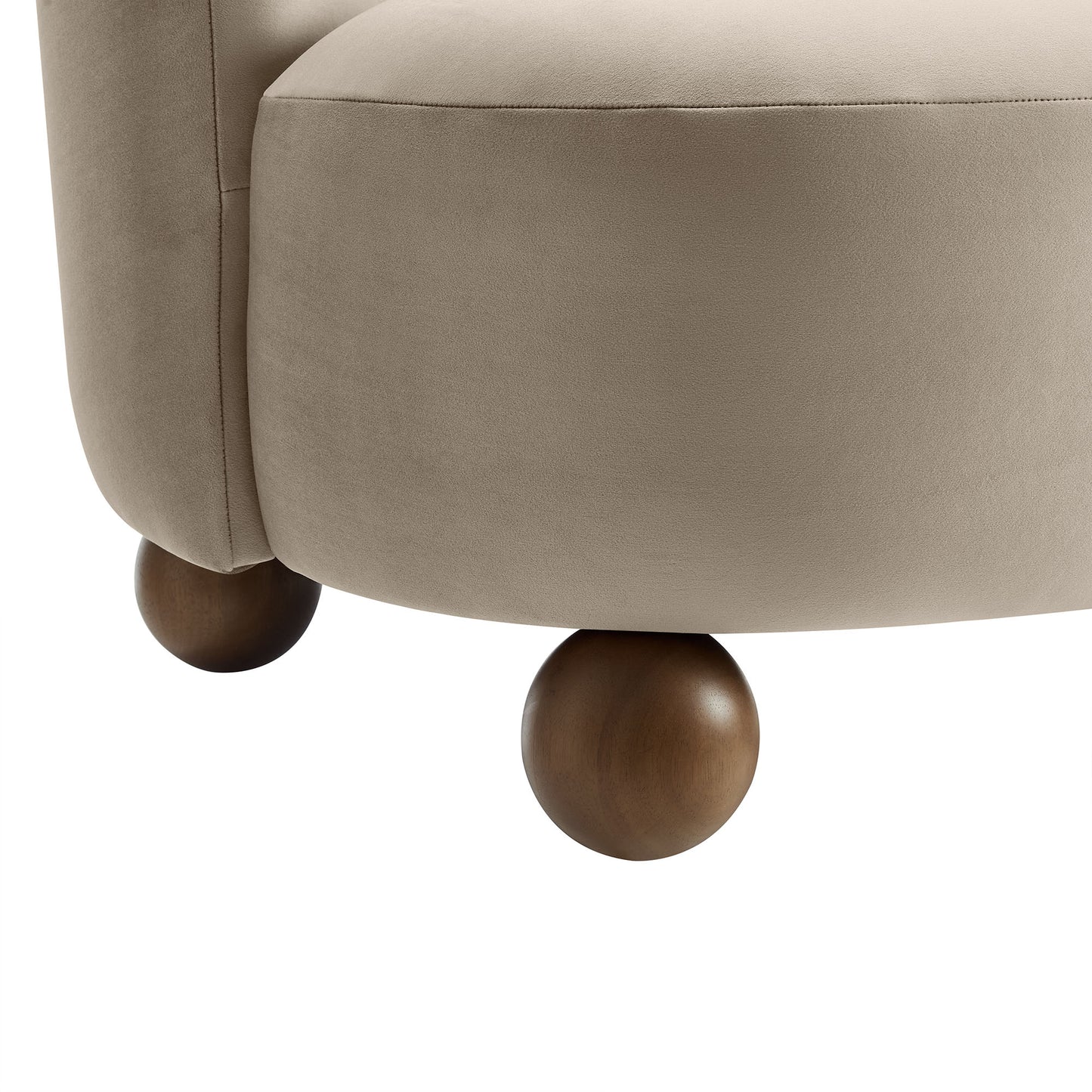 Quillan Performance Velvet Accent Chair in Taupe Walnut