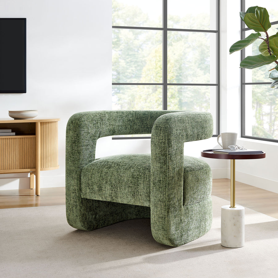 Woodruff Upholstered Chenille Accent Chair in Basil