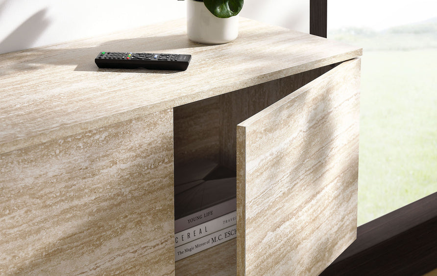 Ebeltoft 71" Wall-Mounted TV Stand in Travertine