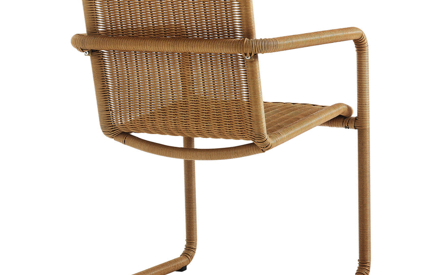 Bual 7-Piece Rectangular Outdoor Patio Aluminum Dining Table Set with Rattan Armchairs in Natural Natural