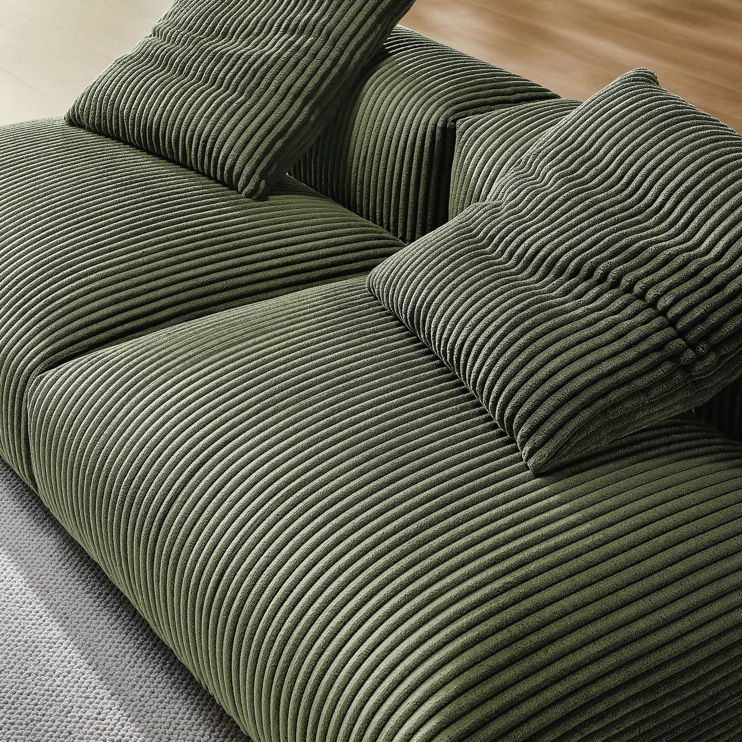 Reed 2-Piece Modular Corduroy Upholstered Sofa in Fern