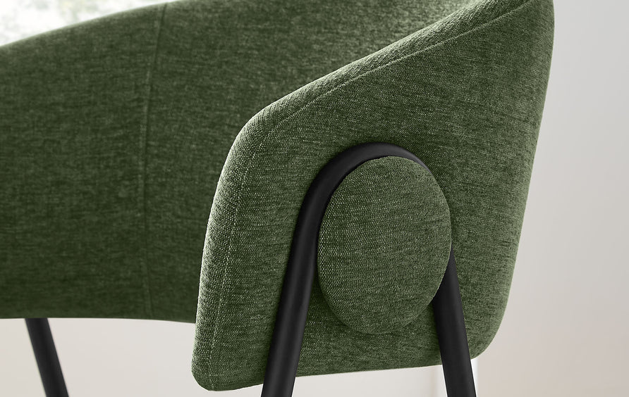 Ronan Upholstered Heathered Chenille Dining Chairs Set of 2 in Eucalyptus Black