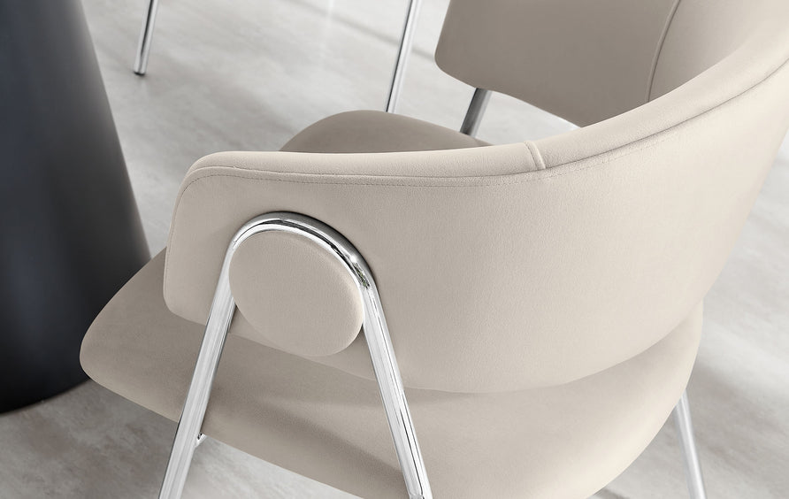 Ronan Upholstered Performance Velvet Dining Chair Set of 2 in Almond Silver