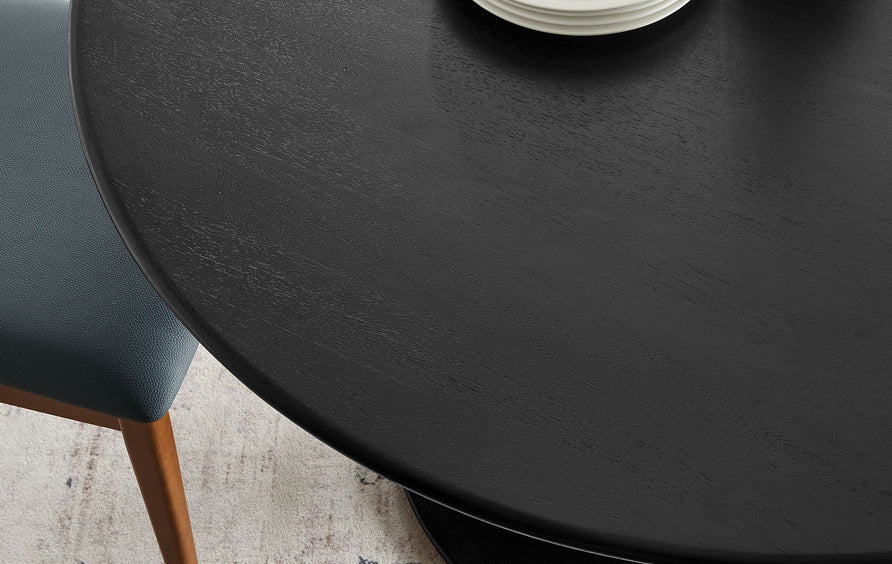 Lumen 48" Round Solid Wood Dining Table in Black