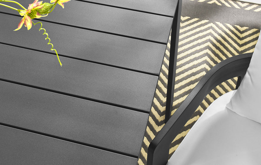 Aspen Rectangular Outdoor Patio Aluminum Dining Table in Gray