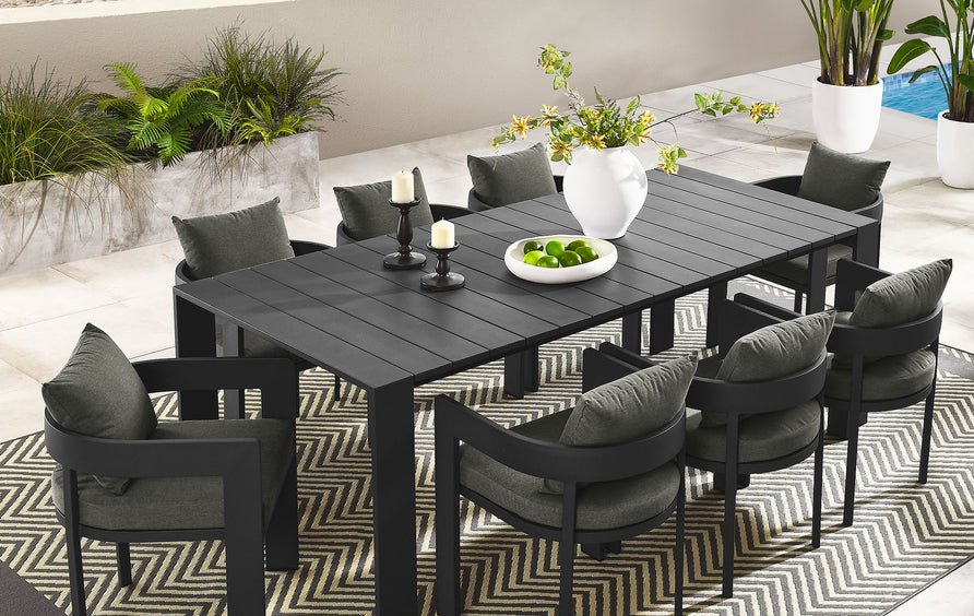 Aspen 9-Piece Outdoor Patio Aluminum Dining Set in Gray Charcoal